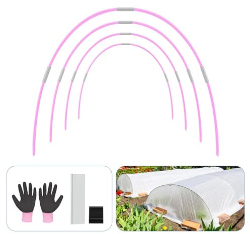 Garden Hoops 60pcs, Sunwuk Greenhouse Hoops for 1-3.5ft Wide Raised Bed, 15 Sets of 5.6ft Long Super Bendable Fiberglass Rods, Raised Planter Box Kit and Mini Greenhouse for Row Cover (S Size)