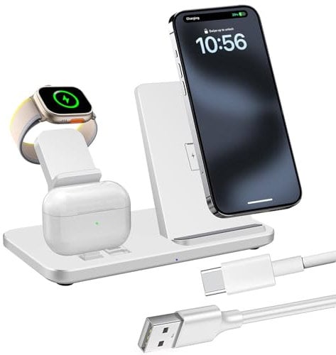 Wireless Charging Station 3 in 1 Wireless Charger for iPhone/Galaxy/Pixel Phones,Magnetic Charger for iWatch Ultra 2/10/9/Ultra/8/7/SE/6/5/4/3/2,Charging Dock for Airpods/Galaxy buds/Pixel buds