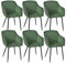 Goeurvant Esszimmerstühle 6er Set mit Armlehne Küchenstuhl Polsterstuhl Wohnzimmerstuhl Metallbeine Sitzfläche aus Samt für Esszimmer, Wohnzimmer, Schlafzimmer Grün