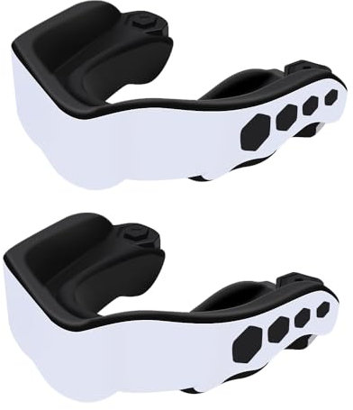 2 Stück Sport Zahnschutz,Mundschutz Boxen,Sport Mundschutz,für Rugby, Boxen, Kampfsport, Hockey, MMA, Taekwondo und Mehr (Schwarz Weiß)