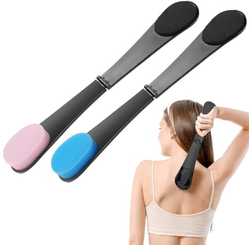 LOPHE Rücken-Applikator, 2er Selbstbräuner Sunscreen Applicator, Rückenpflege Self Tanning, Bräunungs Self Tanner Brush für Zuhause, Rosa, Blau