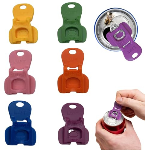 6PCS Complete Cover Easy Tab Opener Improved Beverage Barricade,Manual Easy Can Opener,Can Openers & Beverage Can Cover Protector,2 in 1 Tab Opener & Drink Protector,Colorful Drink Can Protector Cap