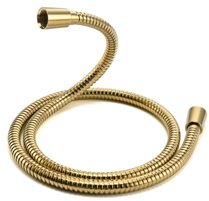 Vzasei 1.5m 304 Stainless Steel Shower Hose Replacement Gold | Flexible Shower Head Hoses Extra Long High Pressure,Used In RV, Showerhead, Sprayer, Bidet, Pet Cleaning,Faucet,Bathtub