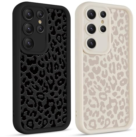 Yoedge 2 Pack Cute Phone Cases for Samsung Galaxy S24 Ultra 5G 6.8, Fashion Leopard Print Silicone Slim Soft TPU Phone Case for Women, Shockproof Cover Protective Funda para Girls