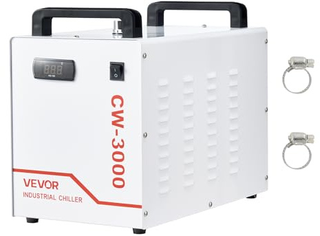 VEVOR Refroidisseur d'Eau Industriel CW-3000 Refroidisseur d'Eau Réservoir 9 L Système de Refroidissement pour Machine de Gravure Laser et Tube Laser, Débit Maximal 10 L/min, Ventilateur Haute Vitesse
