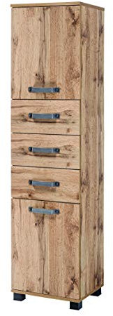 Schildmeyer Milan Hochschrank 134886, Eiche Landhaus Dekor, 32 x 40.3 x 163.7 cm