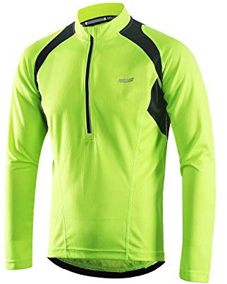 ARSUXEO Fahrradtrikot Herren Langarm Radtrikot HalbschließUng MTB Shirt Rennrad Trikot Fahrradbekleidung Atmung 6031 Grün S