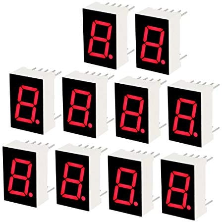 sourcing map Common Cathode 10 Pin 1 Bit 7 Segment 1.1 x 0.79 x 0.35 Inch 0.55 Red LED Display Digital Tube 10pcs
