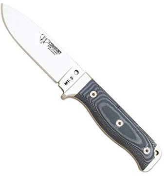 Cudeman 120-M-K MT-5 Messer KYDEX Scheide, 11 cm Böhler N-695 Stahlklinge, 11,5 cm schwarzer Micarta Griff für Jagd, Angeln, Survival und Bushcraft + Flaschenhalter