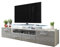 Mirjan24 TV Schrank Agnes, TV Lowboard mit 2 Türen und 2 Schubladen, fronten in Hochglanz, TV-Bank Fernsehschrank, Sideboard Tisch (weiß/grau Hochglanz, mit weißer LED Beleuchtung)