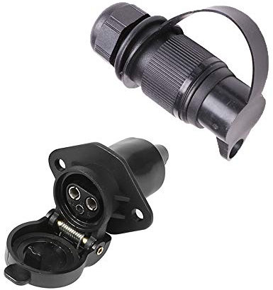 ETUKER Prise Remorque & Prise Pour Remorque 3 Broches, 12V Étanche Prise De Remorque 3 Broches Femelle Male, Prise Remorque Attelage 3 Broches Convient Remorque/RV/Voiture(Nouveau 2 Points De Montage)
