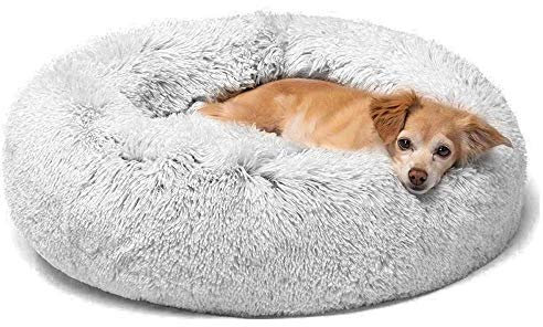 Marshmallow Katzenbett Ultraweiches Plüsch Donut Cuddler Rundes Hundenestbett Maschinenwaschbares Und Rutschfestes Haustier Beruhigendes Warmes Bett Für Kleine / Mittlere Hunde Und Katzen,Grey L