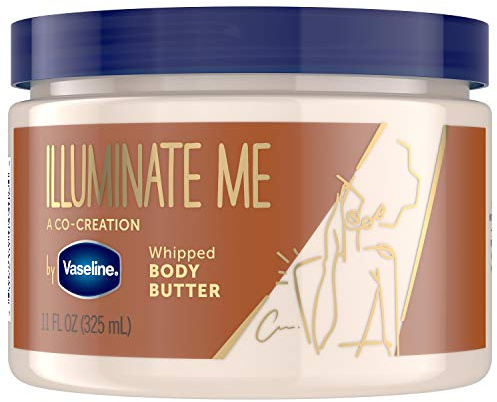 Vaseline Illuminate Me Shea Butter Whipped Body Butter for Melanin Rich Skin Provides 24 Hour Moisturization for Dry Skin 11 oz