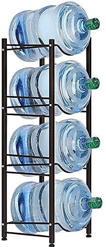 SEHERTIWY 5 Gallon Water Jug Holder Water Bottle Storage Rack, 4 tier water cooler jug rack, 5 gallon water jug stand, 5 Gallon Water Bottle Holder(4 Tier, Dark Brown)