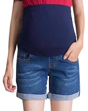 keephen Maternité Shorts Jeans pour Femmes Enceintes - Casual Over Bump Pantalons Courts Grossesse Short en Jean Vêtements de maternité