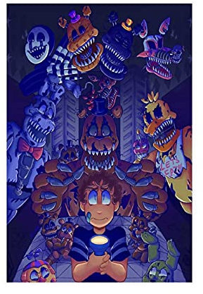 LJJJ Poster Game Five Nights at Freddy's FNAF auf Leinwand, Schlafzimmer-Dekor, Sportlandschaft, Büro, Raumdekoration, Geschenk, Unrahmen: 30 x 45 cm