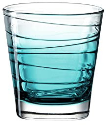 Leonardo Vario Struttura Trink-Glas, 1 Stück, spülmaschinenfestes Wasser-Glas, bunter Trink-Becher aus Glas, Saft-Glas, türkis, 250 ml, 026839