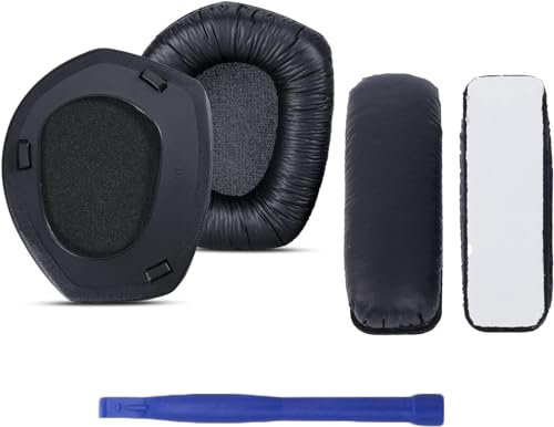 Adhiper RS175 Ohrpolster Stirnband kompatibel mit HDR165 HDR175 HDR185 HDR195 RS165 RS175 RS185 RS195 Kopfhörer, mit Weichen Faltiges Leder & Memory Schaum(Schwarz)