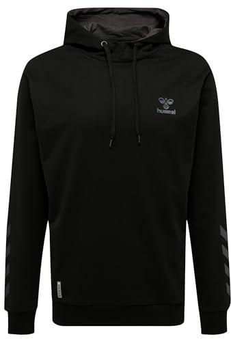 hummel Herren Hmloffgrid Cotton Hoodie Hooded Sweatshirt, Jet Black/Forged Iron, L EU