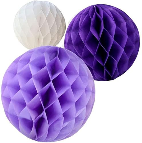 YLY's love Papier Wabenball Dekoration 15er 8cm 15cm 20cm Papier Honeycomb Balls pompom Deko zum Aufhängen Seidenpapier für Geburtstag Hochzeitsfest Party Brautduschen Wohnungdeko (Violett Set)