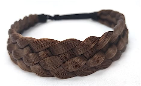 TOECWEGR Haarband Geflochten 5 Stränge Braids Haargummi Klassisches klobiges Elastisches synthetisches Stirnband Damen Beauty Accessoires (Kaffee Braun)