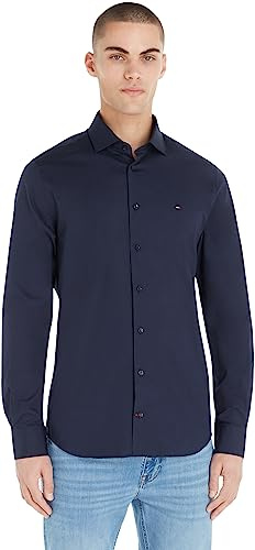 Tommy Hilfiger Herren Hemd Langarm, Blau (Navy Blazer), 38