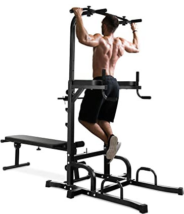 COSTWAY Klimmzugstange freistehend, Power Tower Krafttrainingsgeräte Sportgeräte Dip Station für das Heim-Fitnessstudio, Fitness Sportgeräte zuhause, Ladekapazität bis zu 150 KG