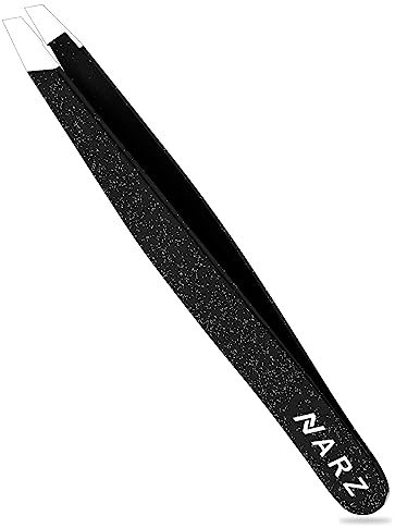 NARZ 1 Piece Professional Tweezer for Facial Hair Women & Men Stainless Steel Precision Tweezers for Ingrown Hair Tweezers for Men & Women (Shiny Black)