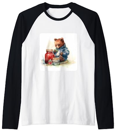Ours avec un pot de confiture. Ours tenant un pot de confiture, animal Manche Raglan