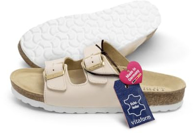 VITAFORM Pantoletten Damen Weite H Softnappaleder | Sommerschuhe, Sandaletten, Naturkork-Fußbett, Komfortweite H, Größe 35-50, elegant, nachhaltig, Handmade in Germany