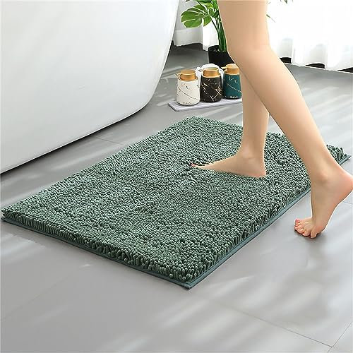 Mateju Chenille Badezimmerteppich, Weich Badteppich rutschfest Badematte Badvorleger Saugfähige Maschinenwaschbare für Badewanne Dusche Toilette (50 * 80CM,Salbei Grün)