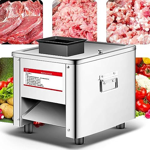 DaMga Meat Slicer Commercial 850W Stainless Steel Automatic Slice Strip Cube Meat Cutting Machine Easy to Clean, 2.5mm-20mm Width Slice/Strip/Dice Meat Cutter Machine,15mm