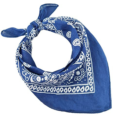 Bandana aus 100% Baumwolle, 3/5/10er-Set, für Damen, Herren, Kinder, Unisex, einfarbig und/oder mit Paisley-Muster, Artikelnummer A644, Königsblau, Set 1 pz