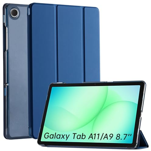 CoBak Case for Samsung Galaxy Tab A11 (2025) / A9 (2023) 8.7 Inch - PU Leather Smart Cover, Translucent Hard Shell, Multi-Viewing Angles, Blue.