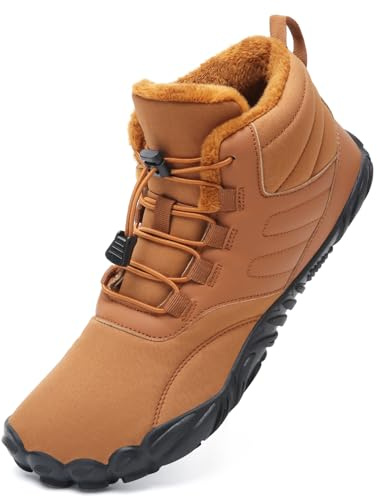 Mabove Chaussures pieds nus Bottes d'hiver Hommes Femmes Chaussures de trail Chaussures d'hiver chaudement fourrées Bottes de neige (Marron,39 UE)
