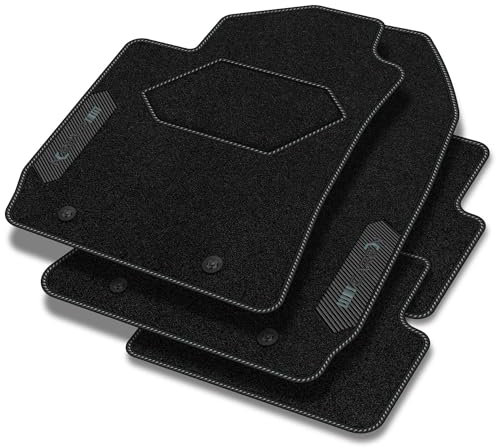 M MOTOS Personalisierte Velours-Fußmatten Carbon Series für BMW 1er E87 2004-2011 - Premium, Carbon, Schwarz Frischen Sie den Look Ihres Autos mit Velours-Fußmatten im hochmodernen Carbonfaser-Design