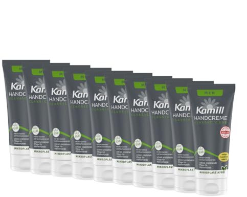 10er Pack Kamill Hand- & Nagelcreme MEN (10 x 75ml) - pflegt & schützt mit Bio-Kamille aus kontrolliert biologischem Anbau, Bisabolol und Baumwollextrakt speziell für Männerhaut