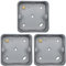3 Pack 1 Gang 40mm Surface Mount Metal CLAD Back Box Switch Socket Rounded Earth - Heavy Duty Strong Wall Plate Holder