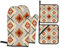 Guantes De Horno Juego De Agarraderas Patrón Étnico con Motivos Vintage Americanos Agarraderas De Cocina Lavable Guantes De Barbacoa, para Barbacoas, Hornear