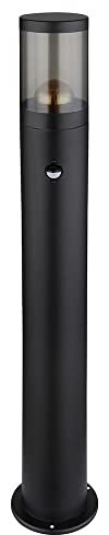 Wegeleuchte mit Bewegungsmelder Außen Aussenleuchten Garten Standleuchte Stehlampe Bewegungsmelder, Edelstahl schwarz rauch, E27 Fassung, DxH 14x80 cm
