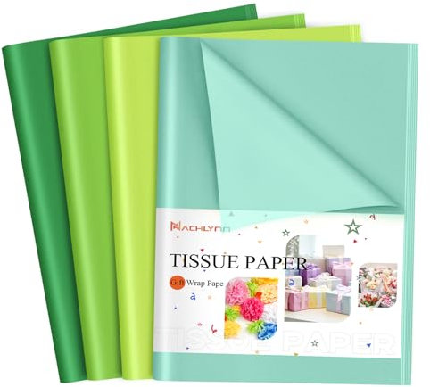 NACHLYNN 108 Blatt Grün Tissue Papier Bulk 14 x 20 Zoll Geschenkpapier Seidenpapier Geschenkpapier Kunst Seidenpapier Basteln für Weihnachten Saint Patrick's Day Geburtstag DIY Basteln Geschenke Dekor