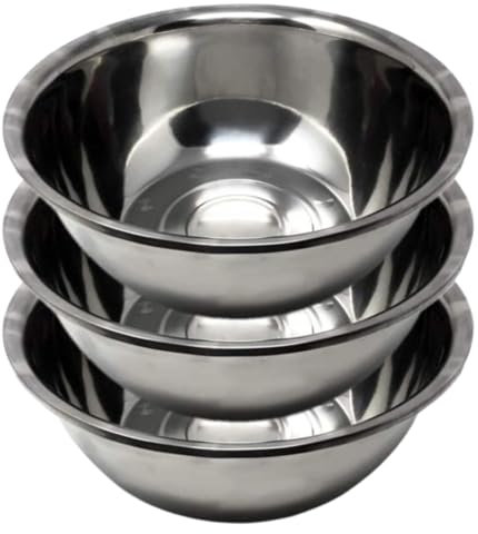SDMAX Stainless Steel Mixing Bowl for Salad, Baking, Food Storage, Round Shape, Modern Design, Durable, Easy to Clean, Multipurpose, Dishwasher Safe, Set of 3 (22 cm)