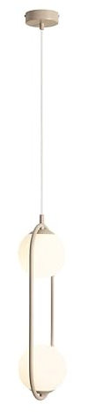 Licht-Erlebnisse Hängelampe Glas Metall Beige Weiß Esszimmer Wohnzimmer L:18,5 cm E14 Kugeln 2-flammig blendarm Moderne Pendelleuchte Esstisch RIVISE