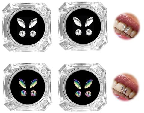 Katyjun 4 Paare Zahnstein Schmuck, Zahnschmuck Schmetterling für DIY -Nagel und Zähnedekoration