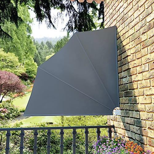 PABURNI Faltbare Balkonfächer Windschutz Balkon-Sichtschutz Markise für Garten Terrasse Balkon Faltkonstruktion UV- und Witterungsbeständig Schlichte und Stilvolle Grau 140x140 cm