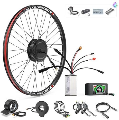 BAFANG Front Hub 48V 500W EBike-Umbausatz Vorderrad-Brushless-Nabenmotor-Kits mit 500C-LCD-Display, Elektrofahrrad-Vorderrad-Umbausatz Passend für 26 Zoll