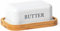 Madera Nieve Mantequillera de Acero Inoxidable con Tapa de Bambú Elegante y Sostenible para 250 g de Mantequilla (Blanco, 250g)