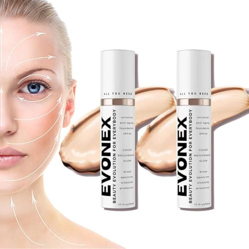 Evonex Age Defying Foundation, Evonex Age Defying Serum, Foundation-Serum für Frauen, getönte Anti-Aging-Feuchtigkeitscreme, universelle Tönung, getönter Gesichts-Sonnenschutz mit leichter (2pcs)