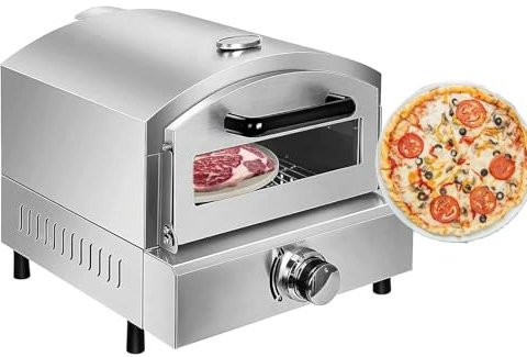 Kindevieft Forno per Pizza A Propano da Esterno da 12, Pizzaiolo Compatto E Portatile, Forno per Pizza A Gas in Acciaio Inossidabile, Forno per Pizza da Appoggio per Feste in Cucina da Campeggio