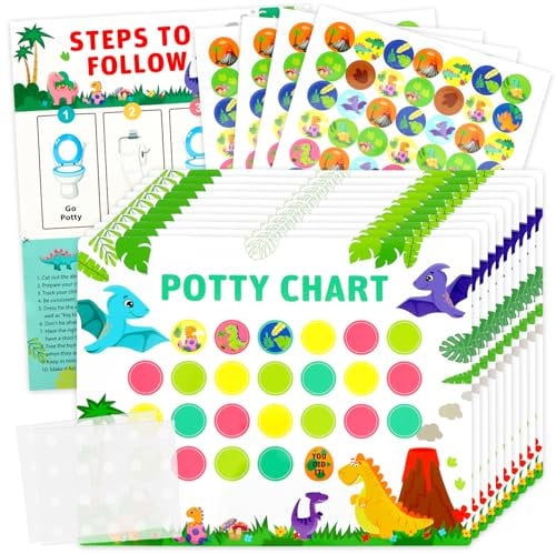 OWill Potty Training Reward Chart, 280 PCS Dinosaurs Potty Training Stickers, 10 Toilet Training Reward Chart for Kids, Reward Stickers for Toddler Toilet Training
